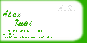 alex kupi business card